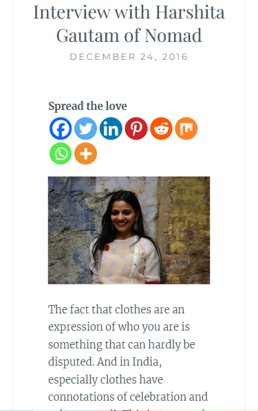 Interview with Harshita Gautam of Nomad - Bindu Gopal Rao