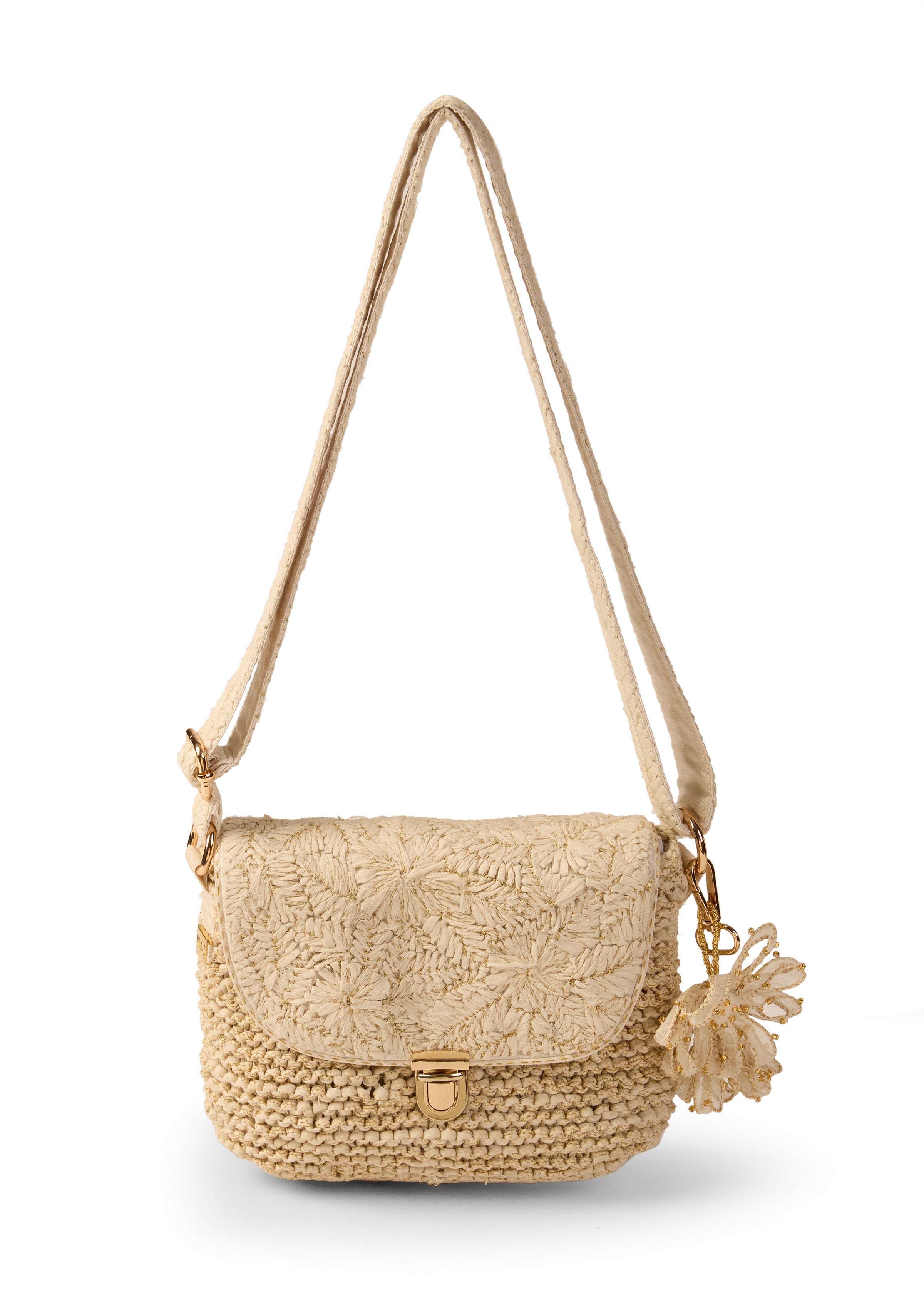 Ivory Knit Sling Bag
