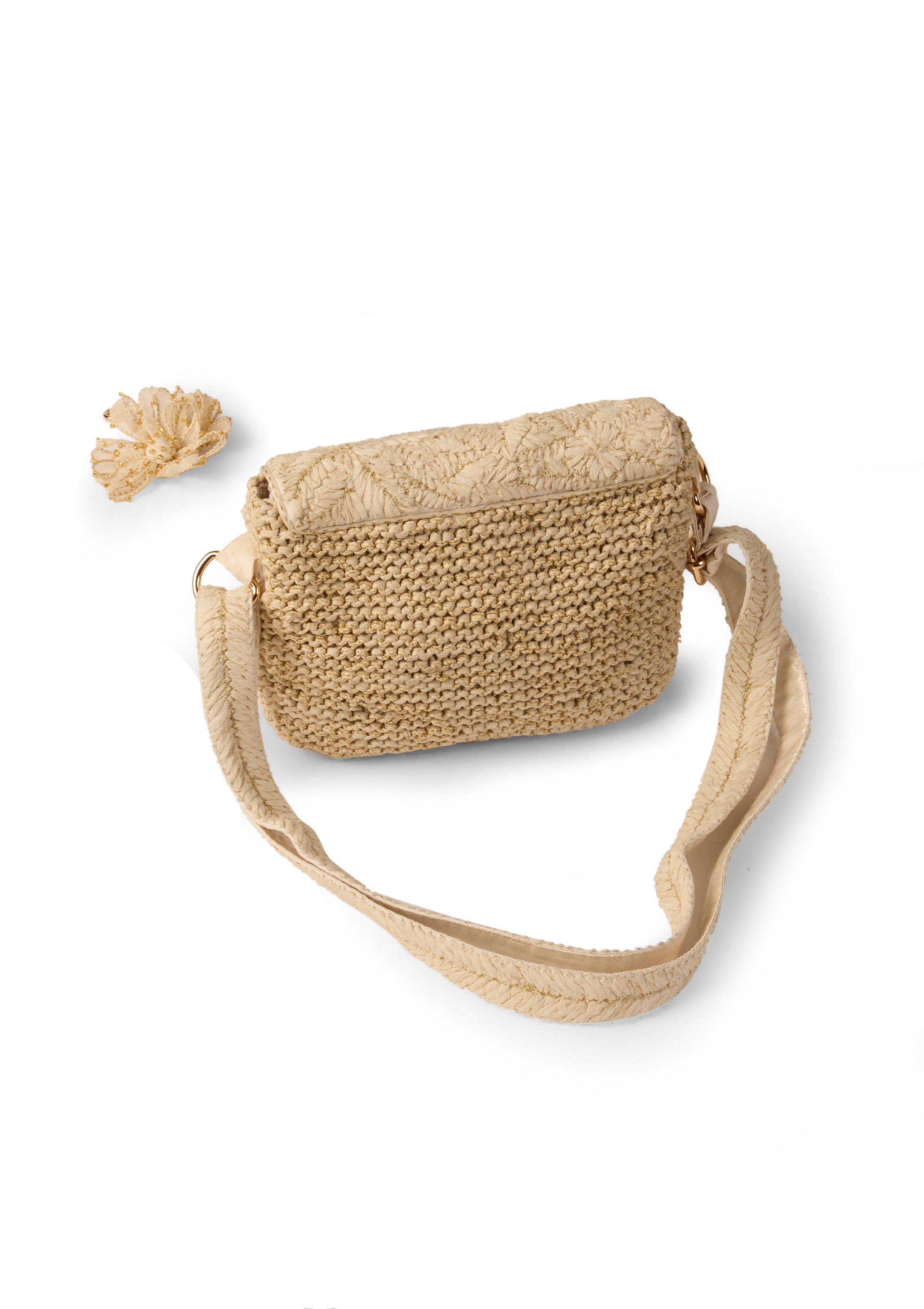 Ivory Knit Sling Bag