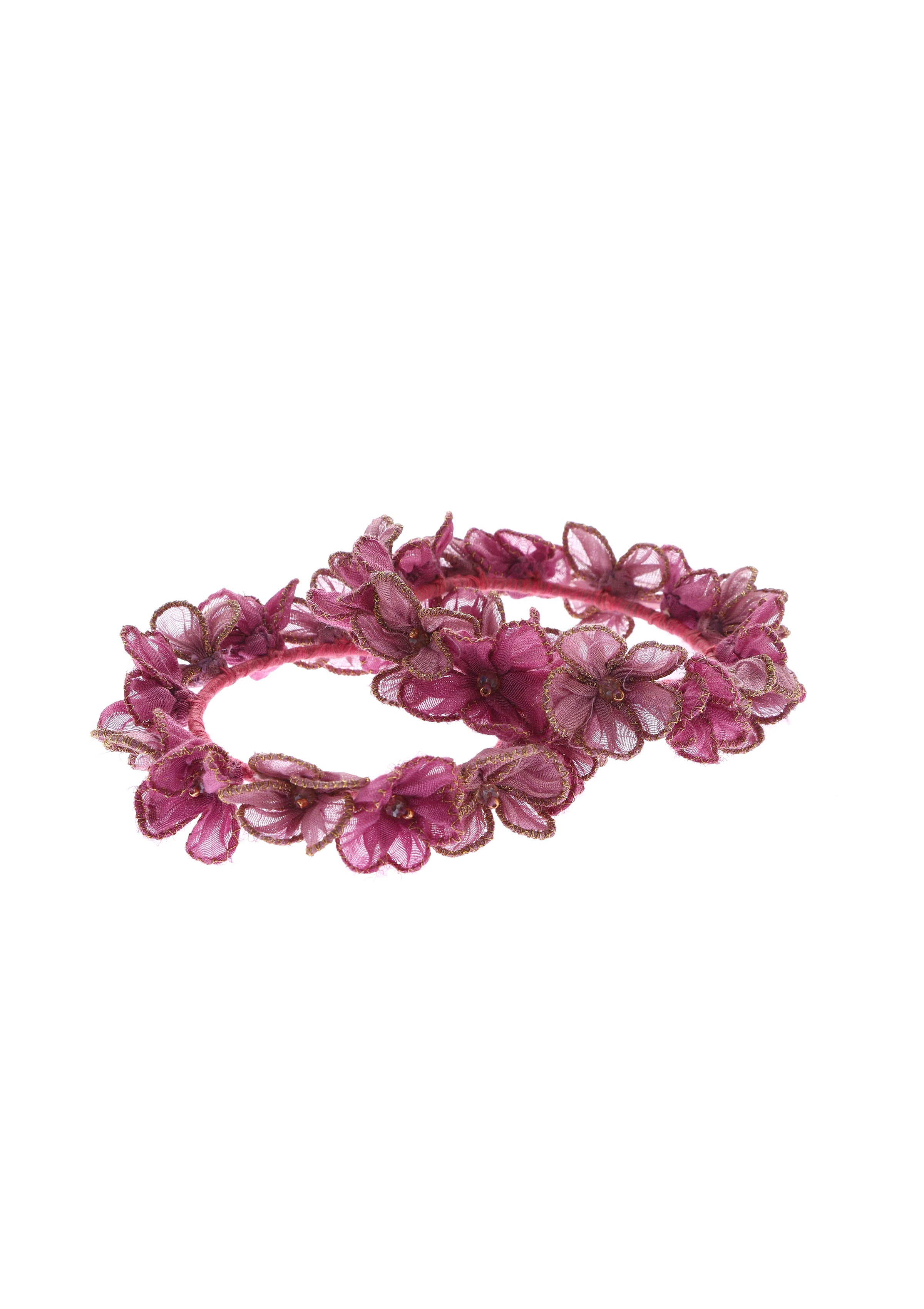 Wine Floral Bangle - Set of 2