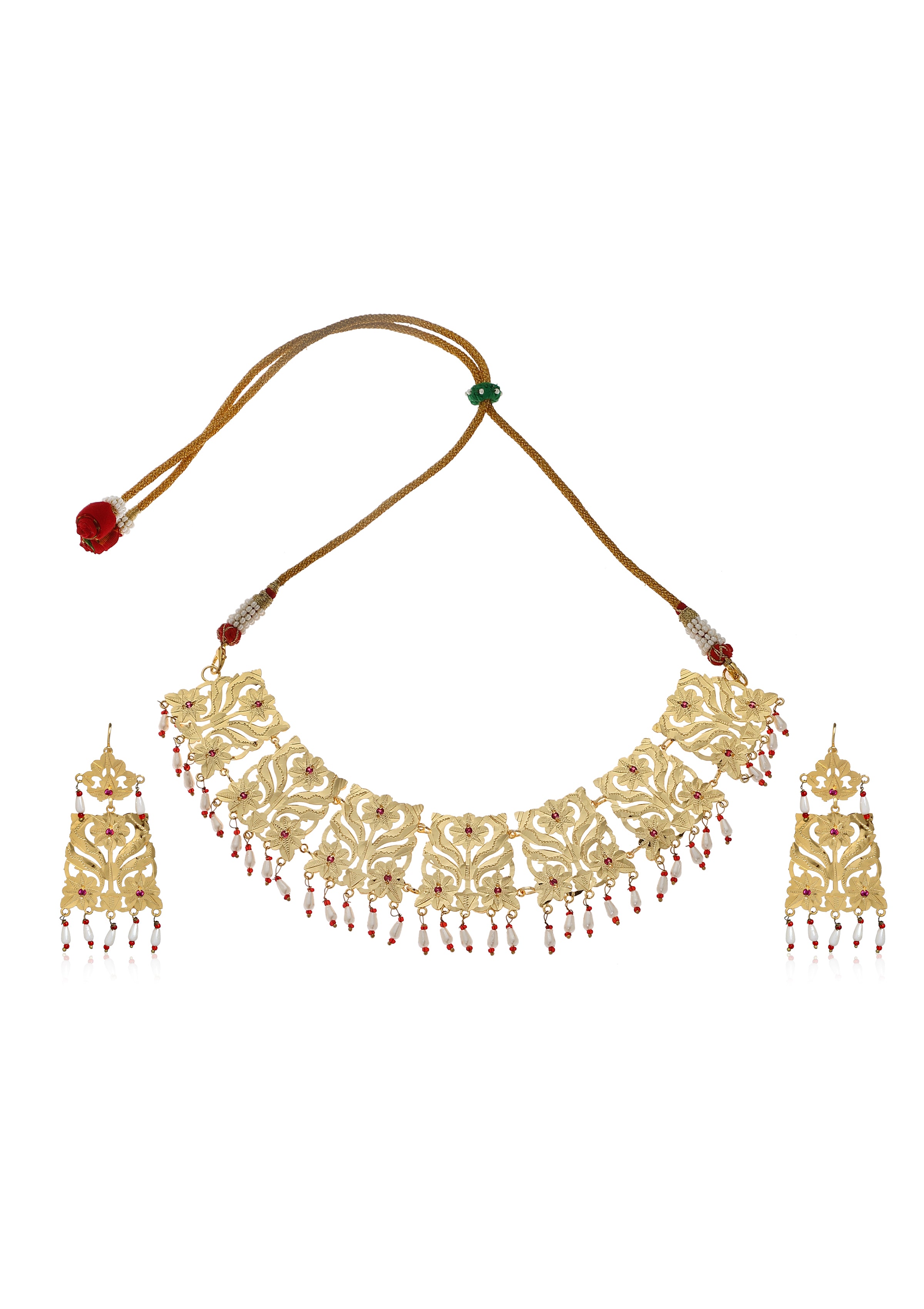 Nadira Gold Tone Necklace & Earrings Set