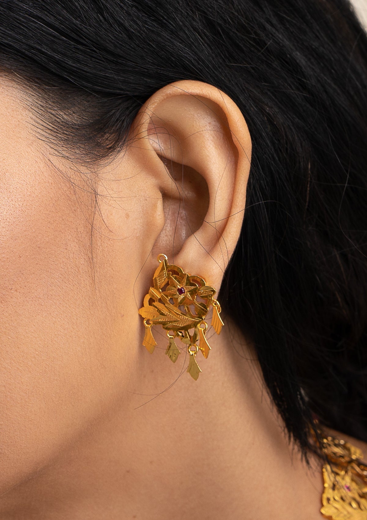 Aasira Handmade Gold Tone Silver Earrings