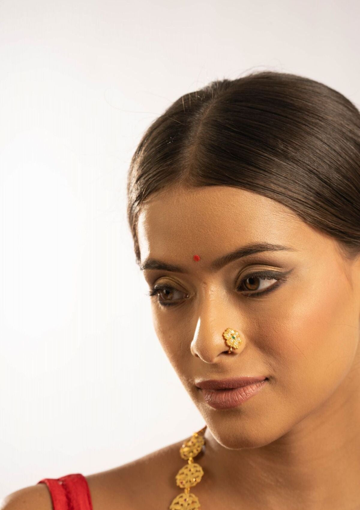 Adhara Gold Tone Silver Nose Pin