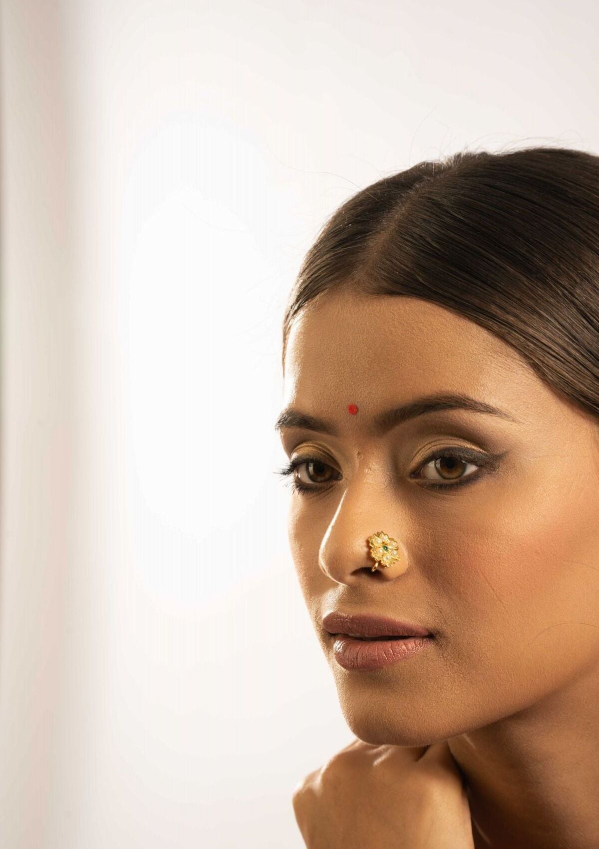Adhara Gold Tone Silver Nose Pin