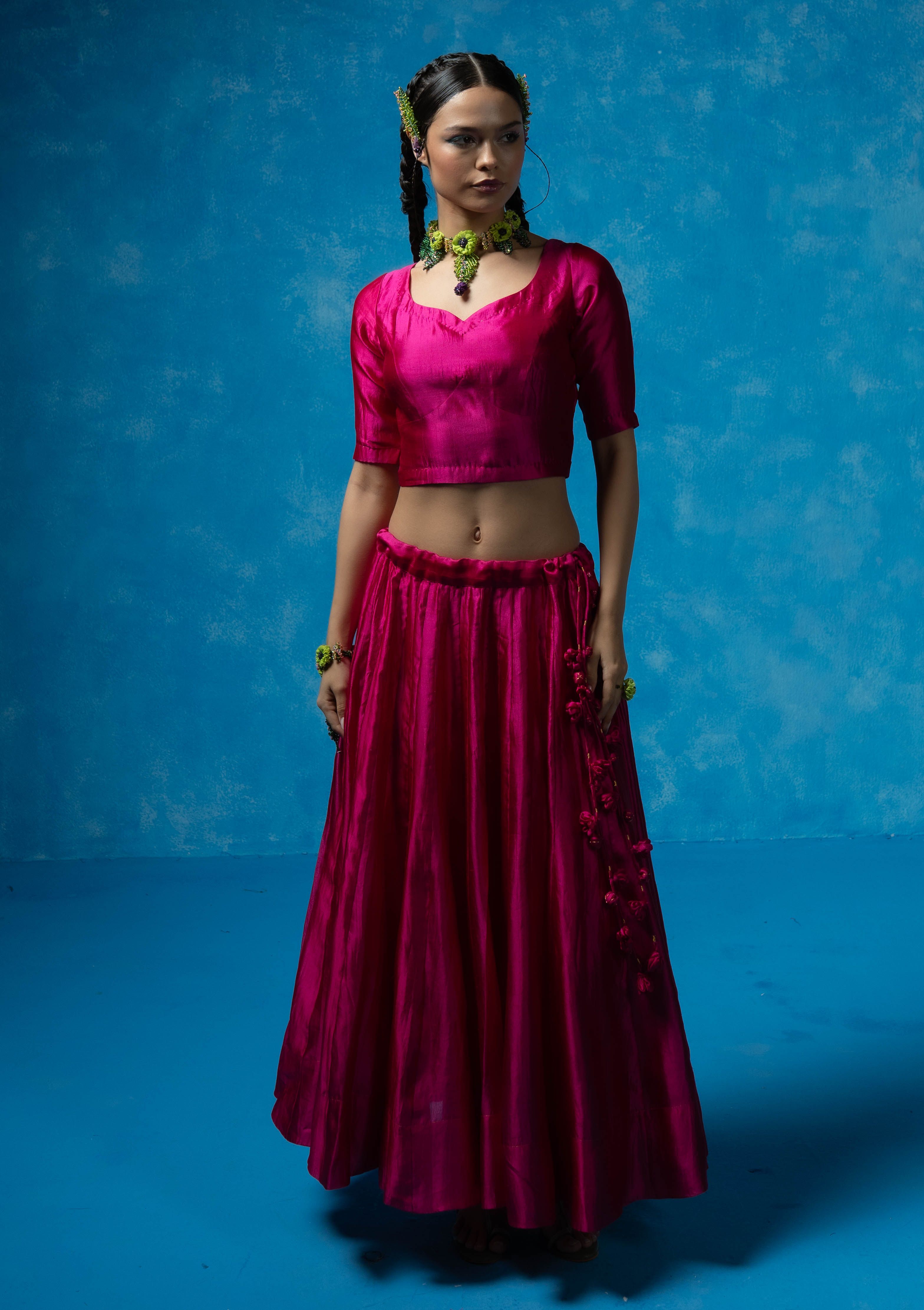 Rubab Silk Blouse & Skirt Set