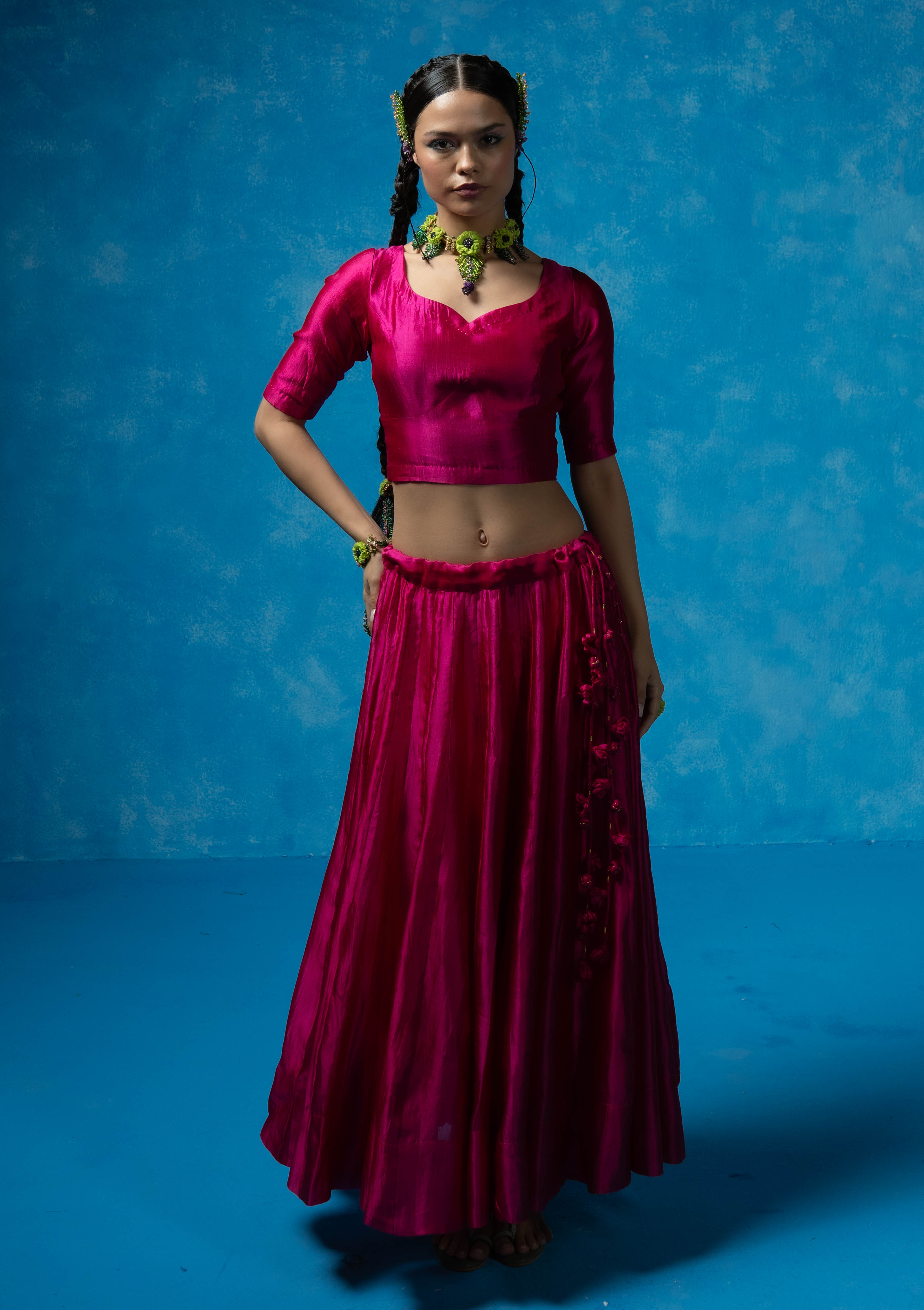 Rubab Silk Blouse & Skirt Set