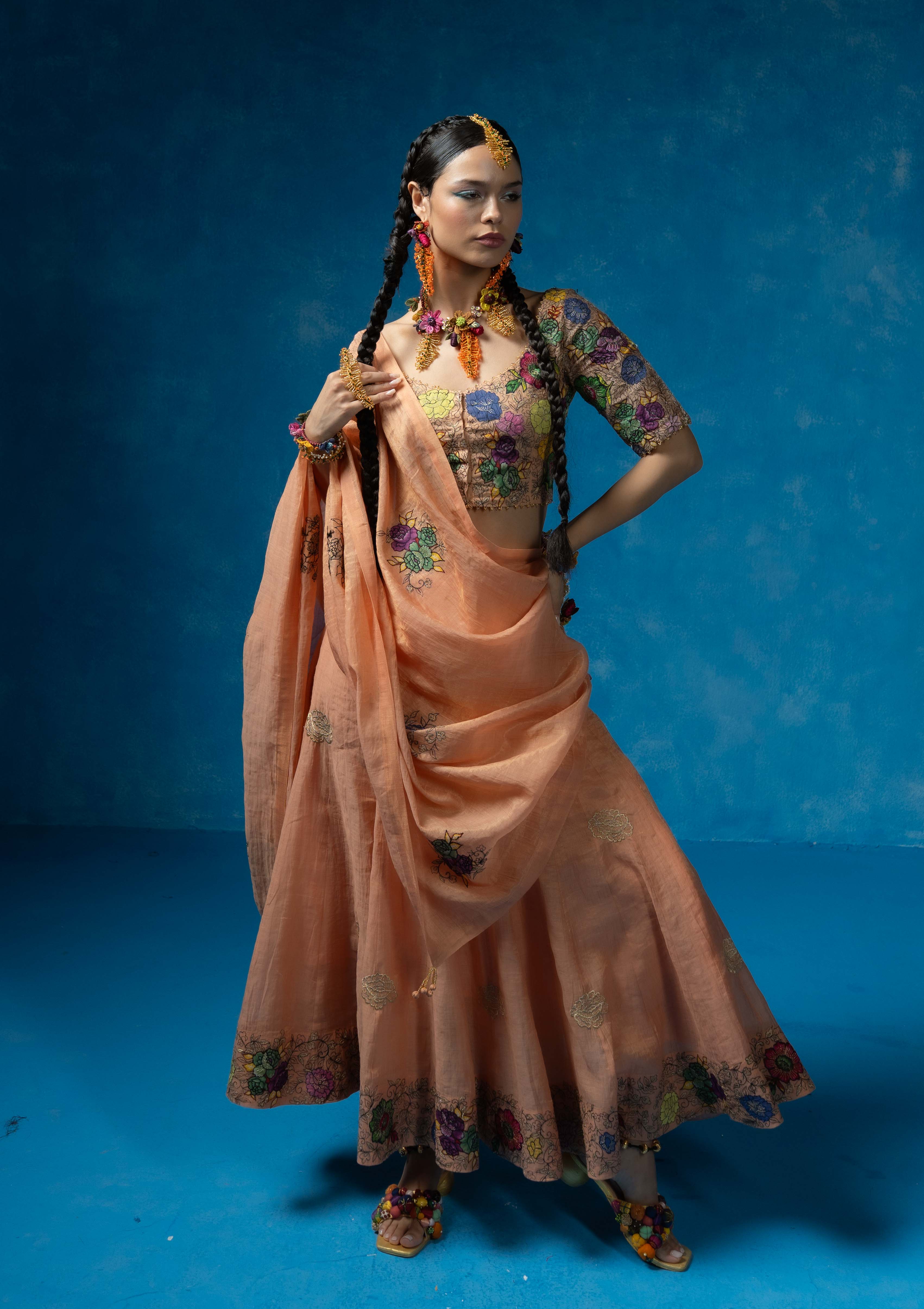 Indri Blouse, Skirt & Dupatta Set
