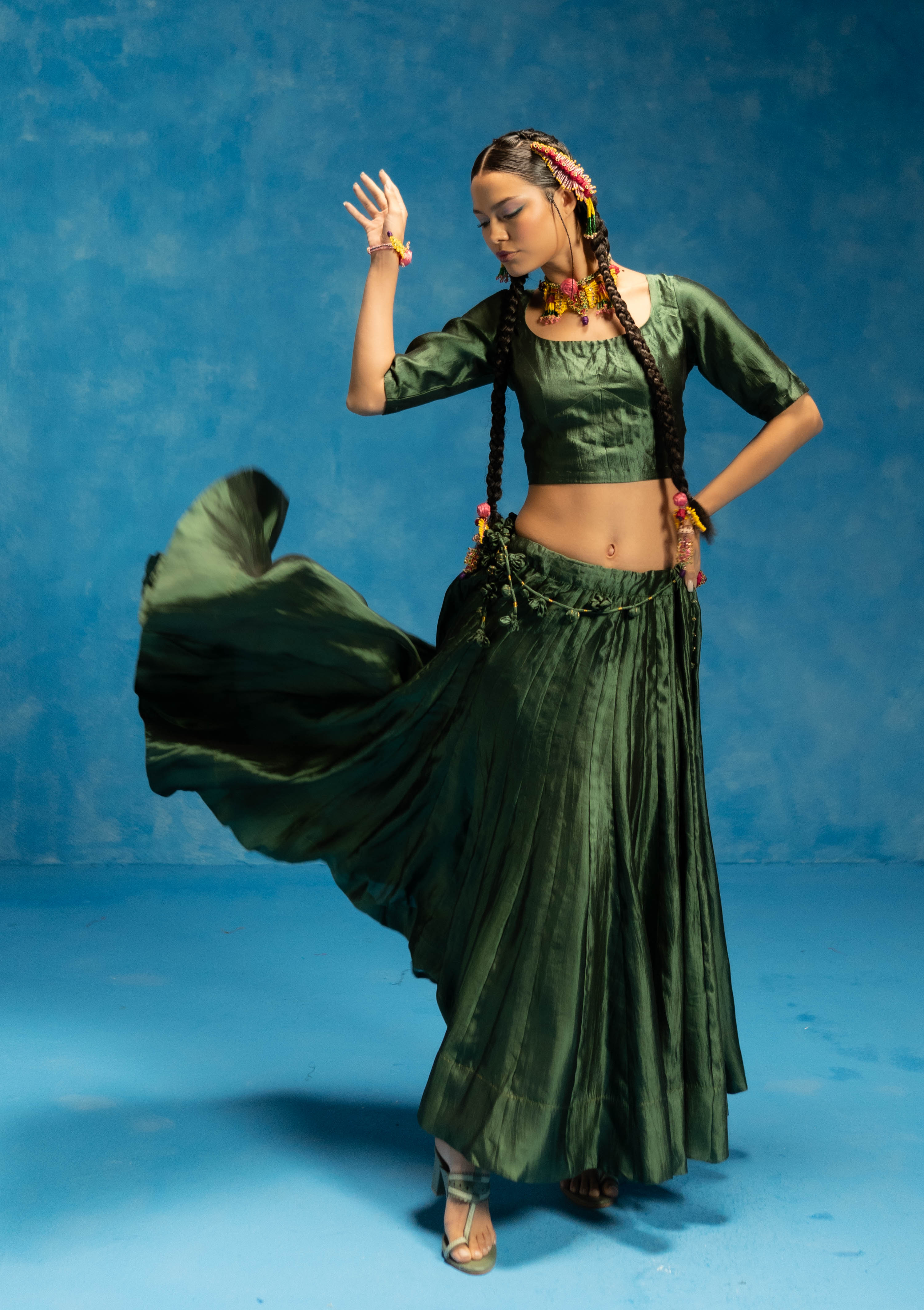Aampanna Silk Blouse & Skirt Set