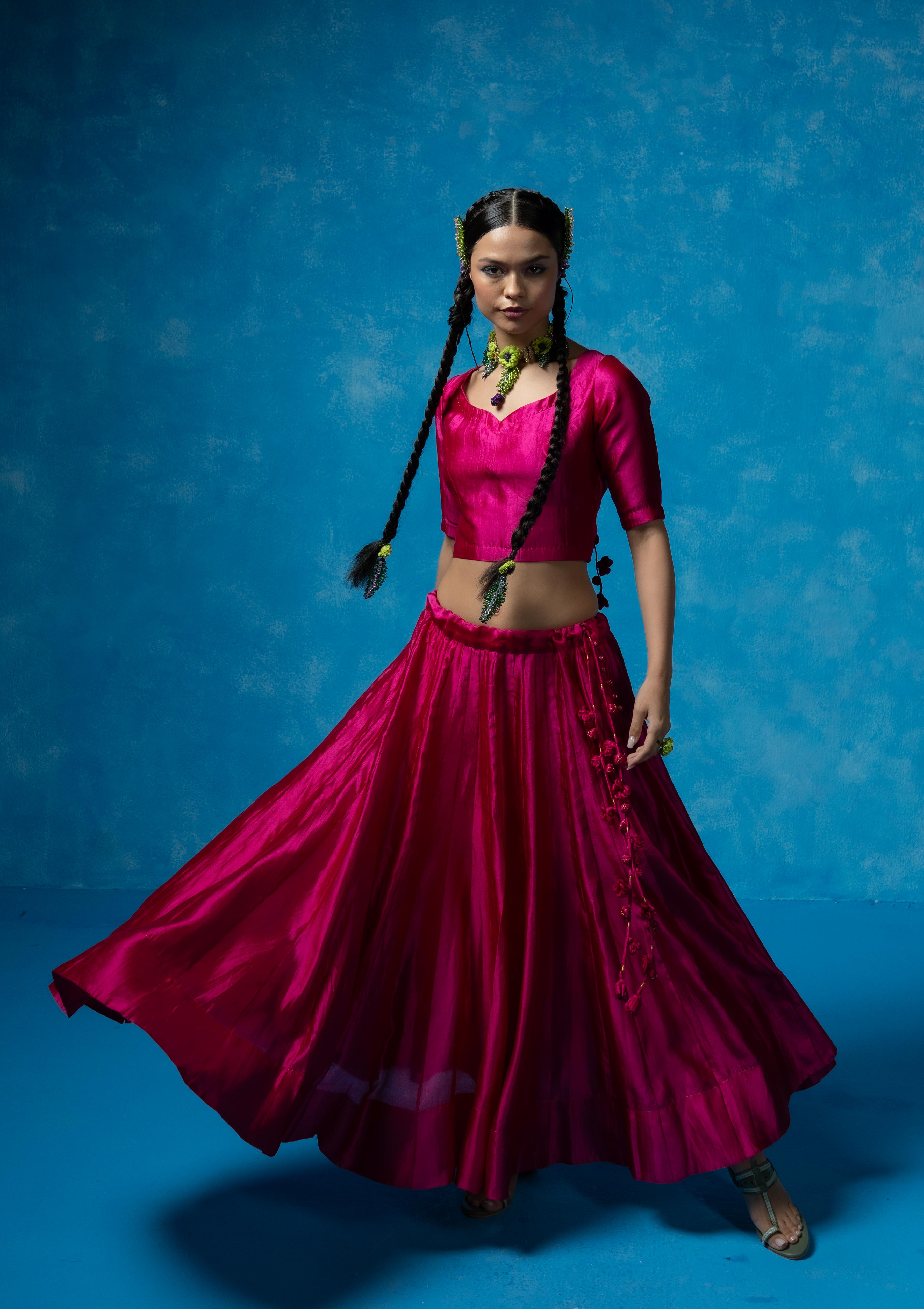 Rubab Silk Blouse & Skirt Set