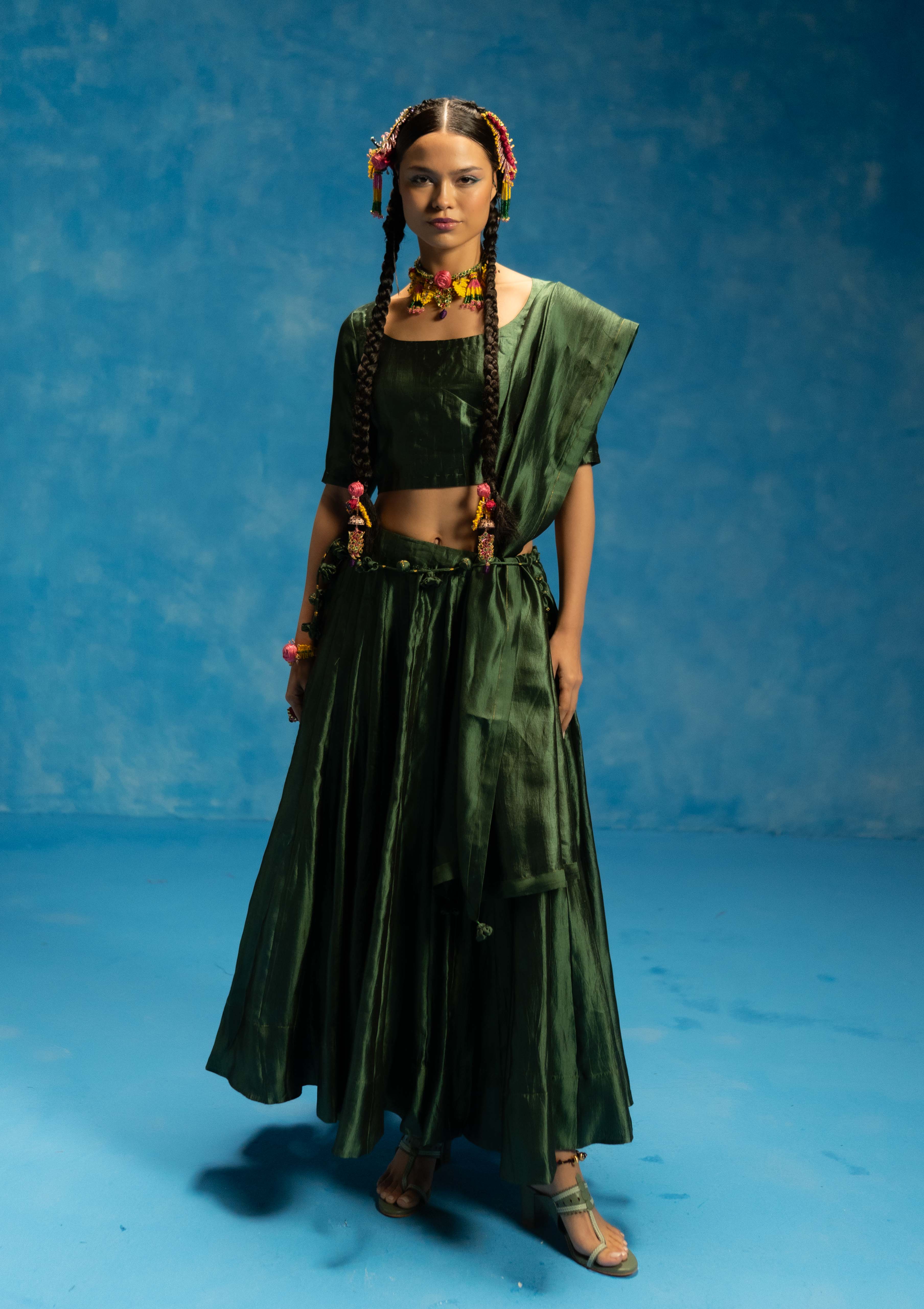 Aampanna Blouse, Skirt & Dupatta Set