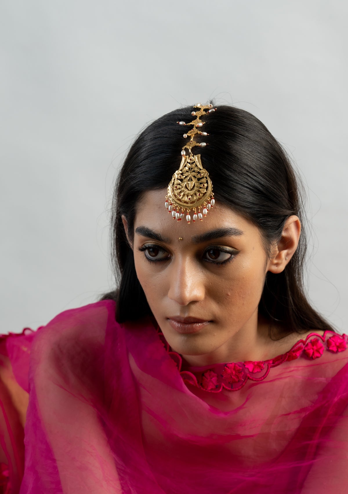 Amena Gold Tone Silver Mangtikka
