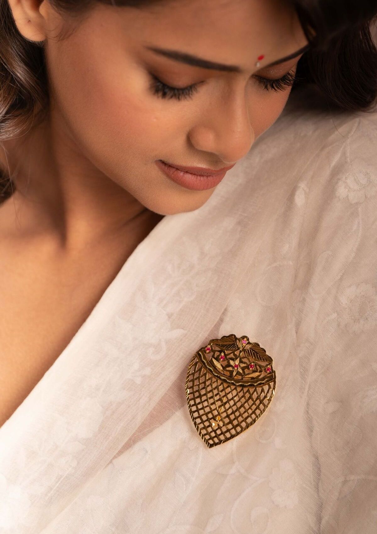 Anita Gold Tone Silver Brooch