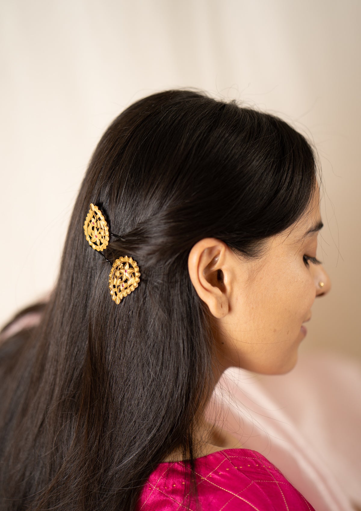 Atri Gold Tone Silver Hairpins - Set of 2