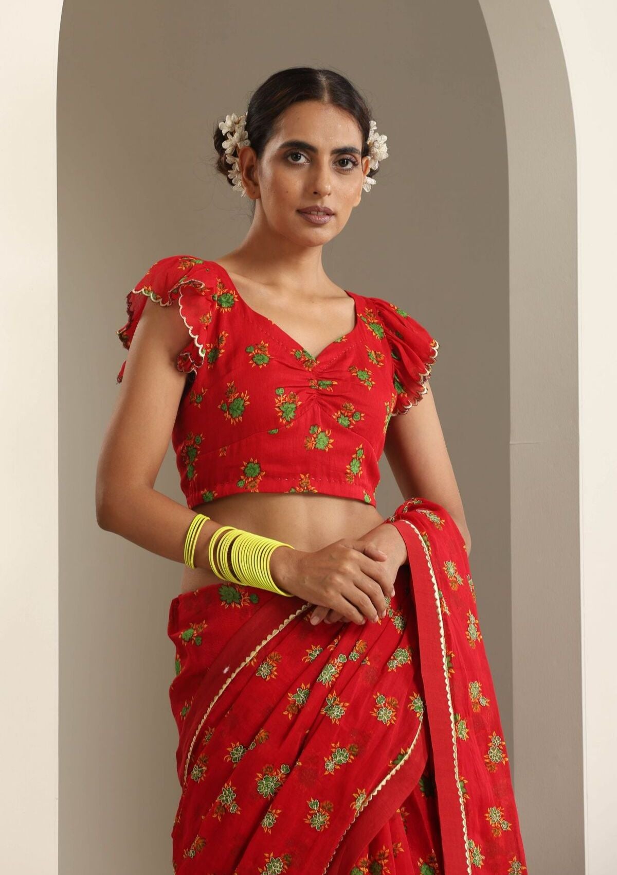 Balrampur Red Chintz Saree