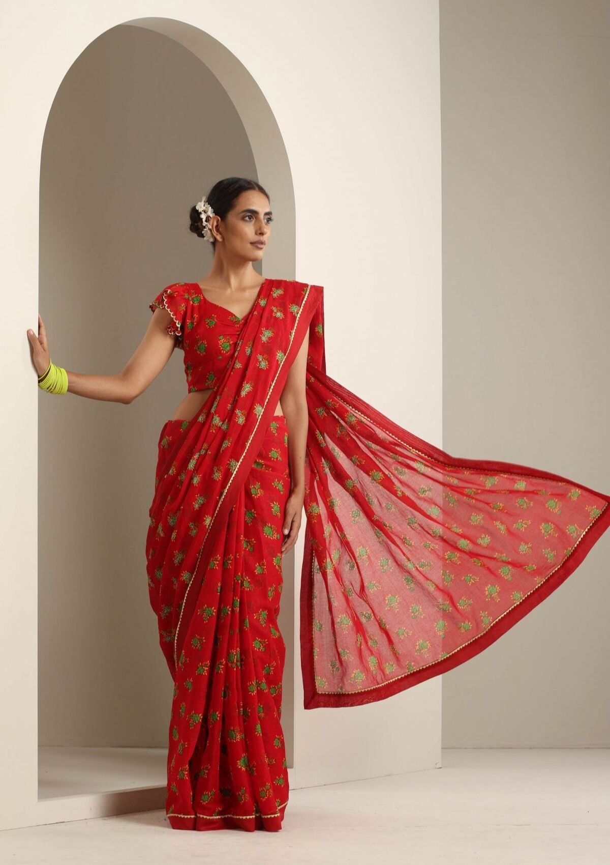Balrampur Red Chintz Saree