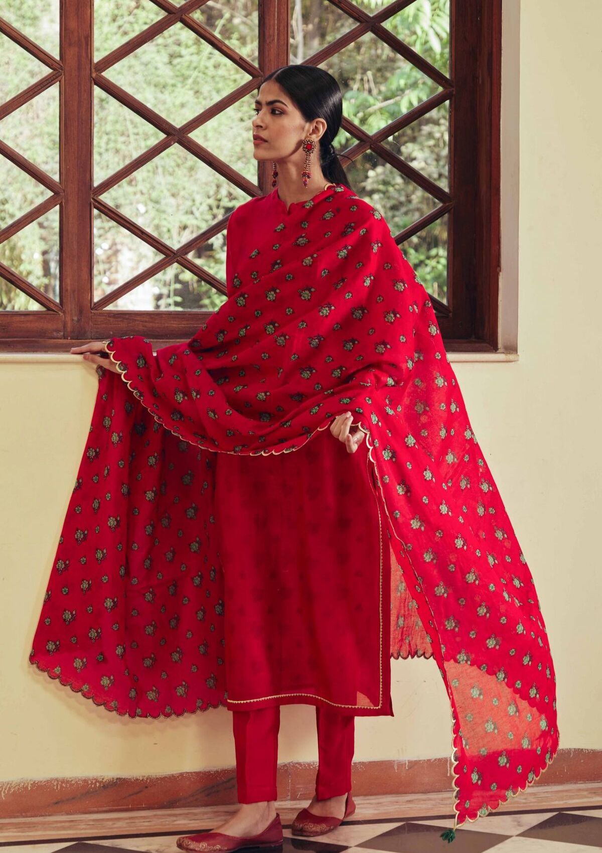 Bani Red Chintz Dupatta