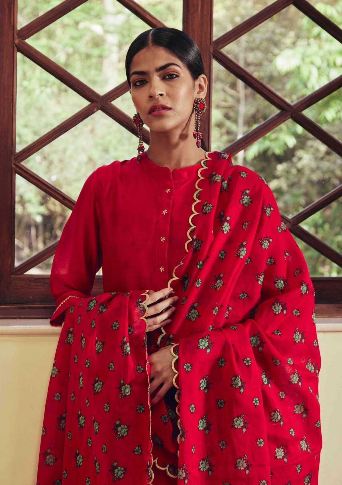 Bani Red Chintz Dupatta