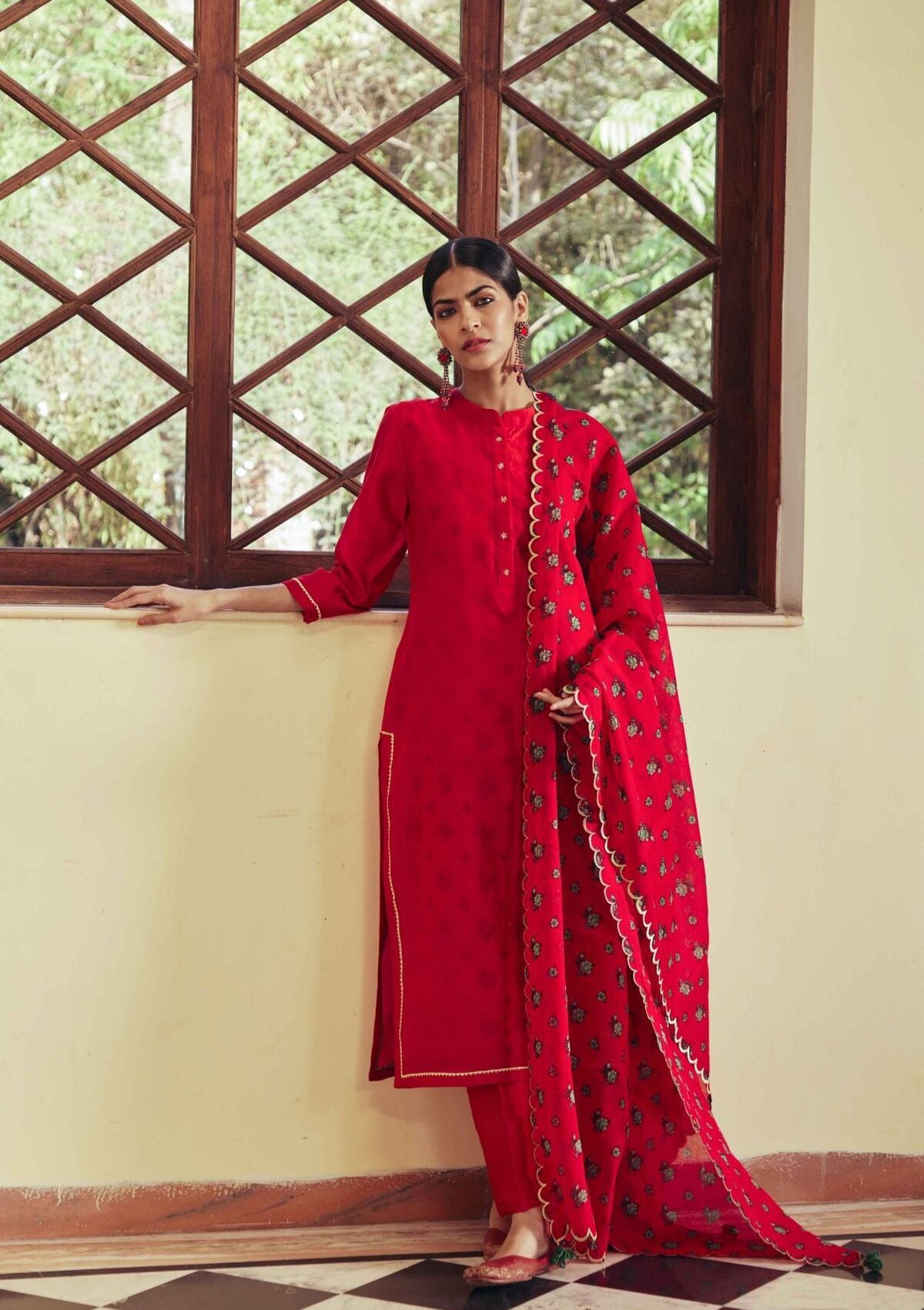 Bani Red Chintz Dupatta