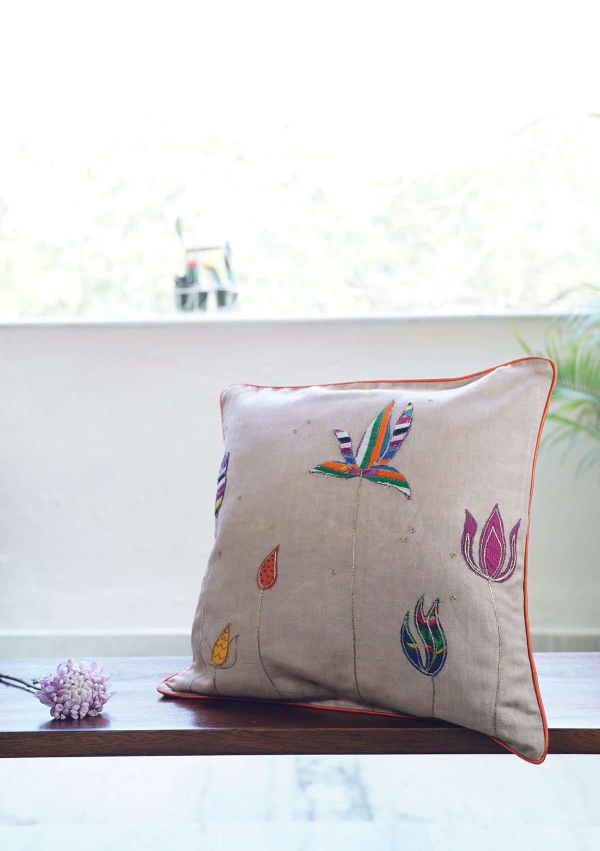 Beloved Lotus Linen Cushion Cover