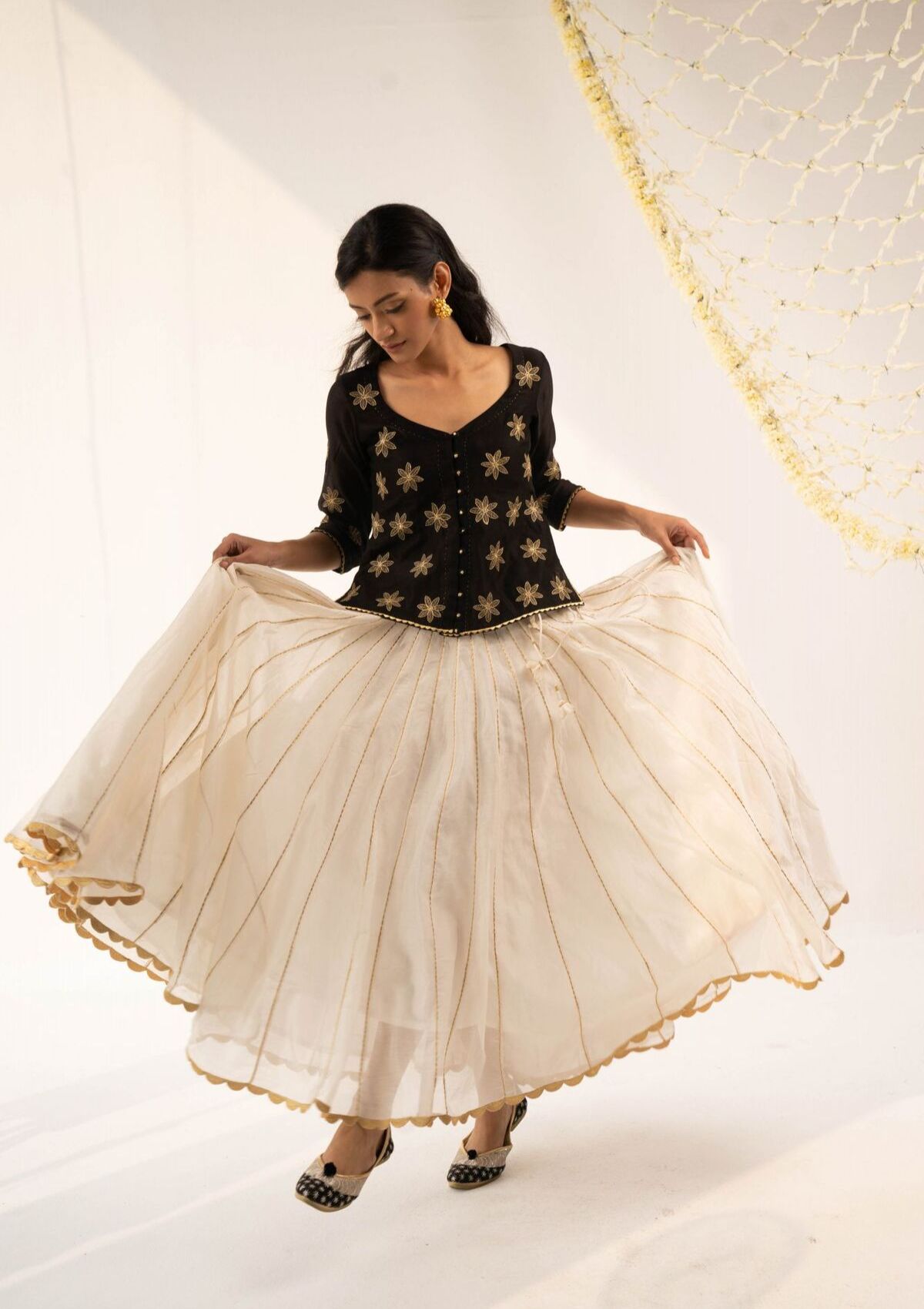 Biju Ivory Chanderi Skirt