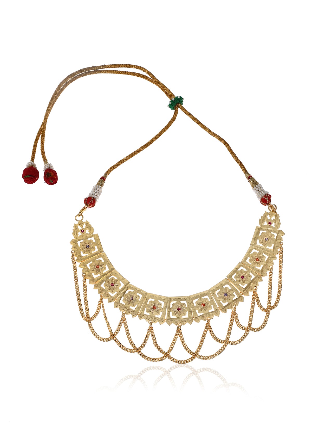 Bina Handmade Gold Tone Silver Necklace