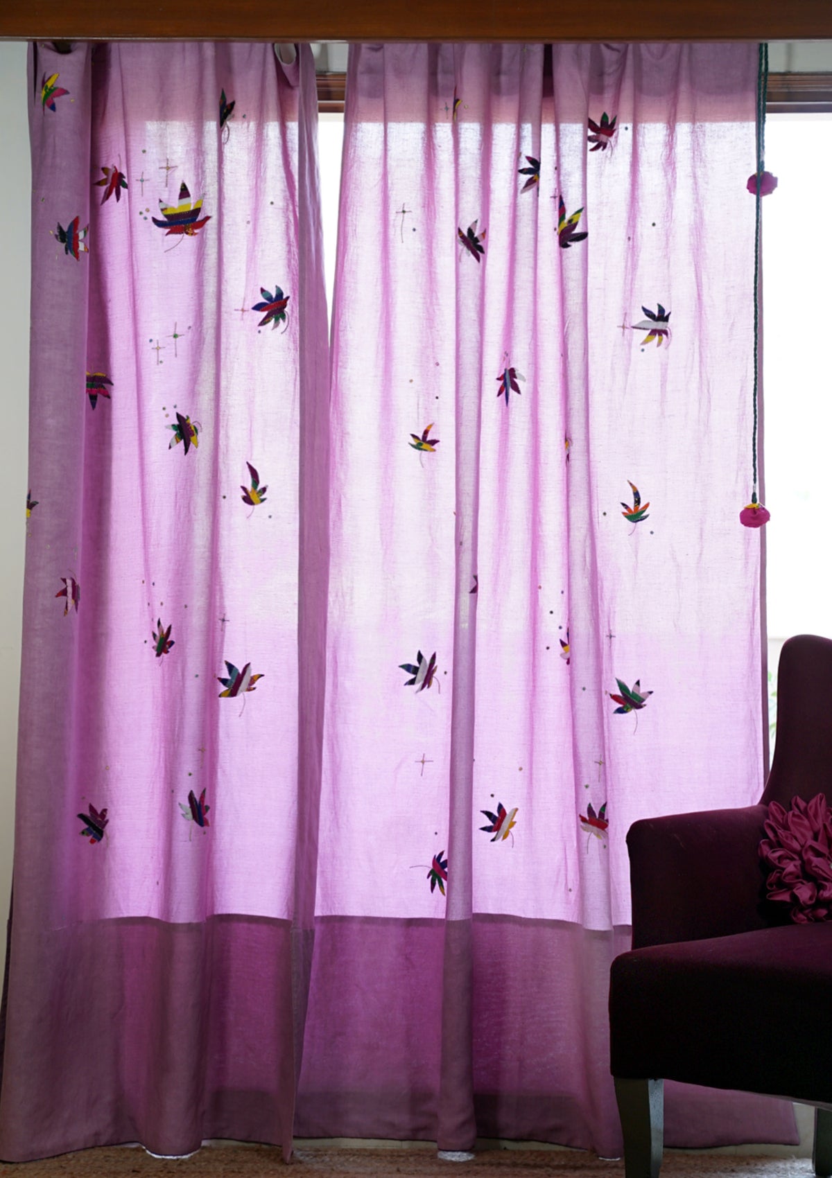 Cannabis Lavender Linen Curtain