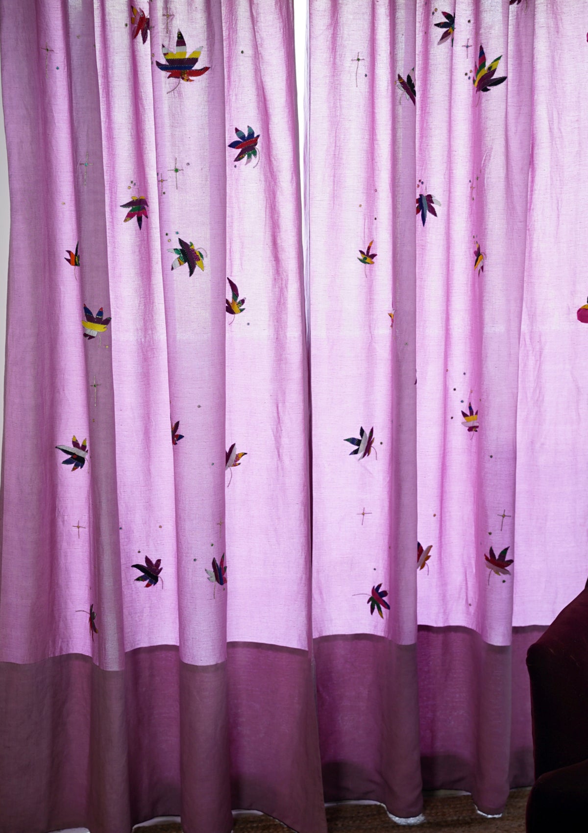 Cannabis Lavender Linen Curtain