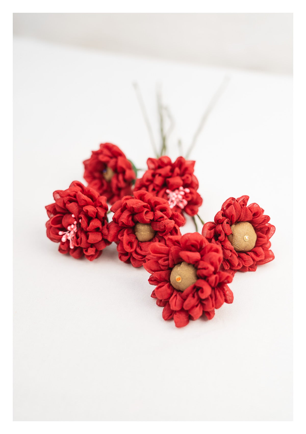 Carnation Red Textile Flowers Bunch