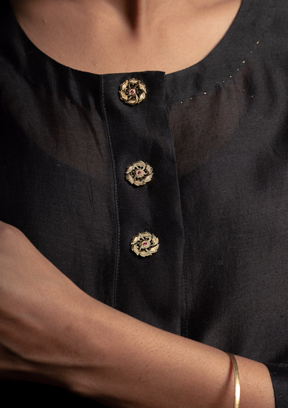 Chellam Gold Tone Silver Buttons