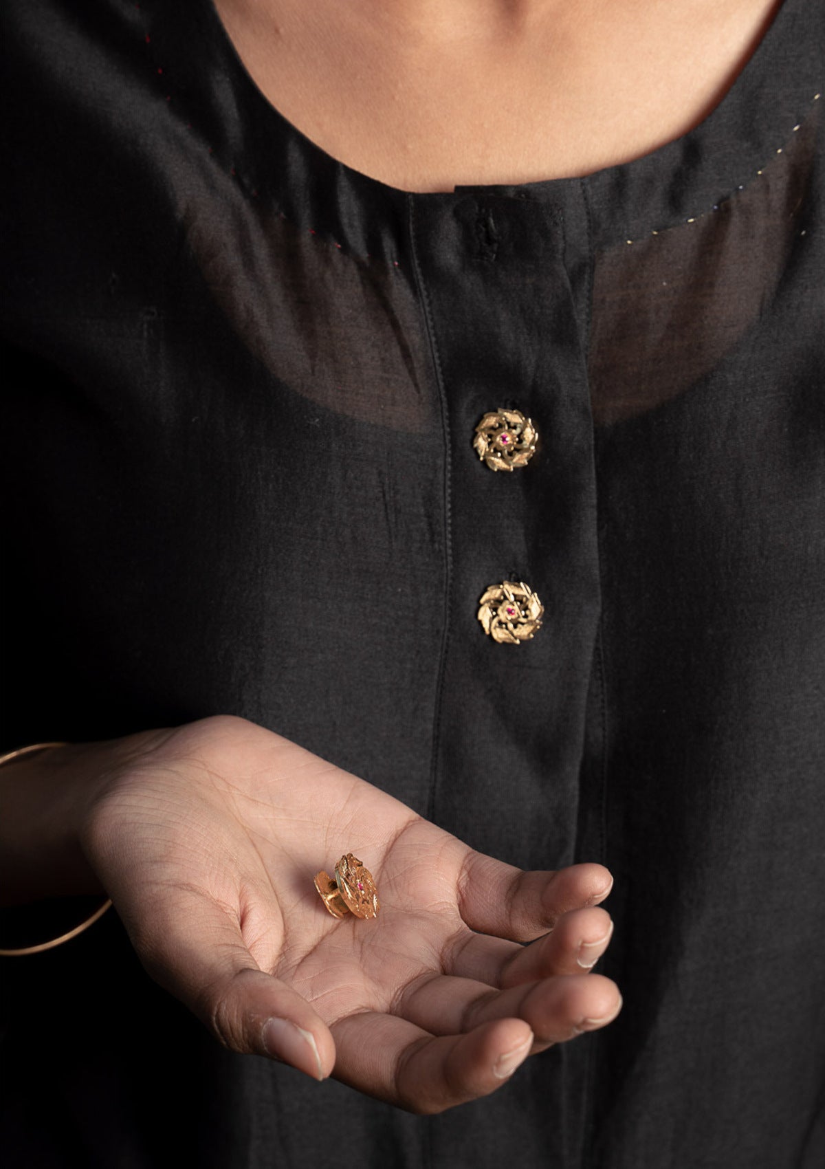 Chellam Gold Tone Silver Buttons
