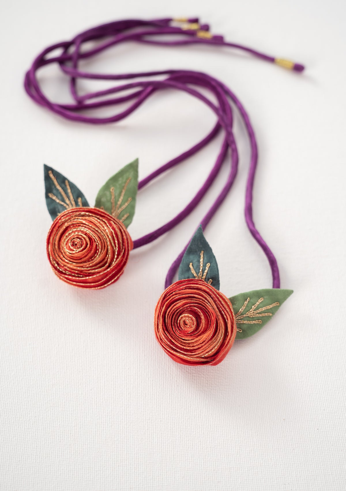 Christmas Rose Curtain Ties- Set of 2