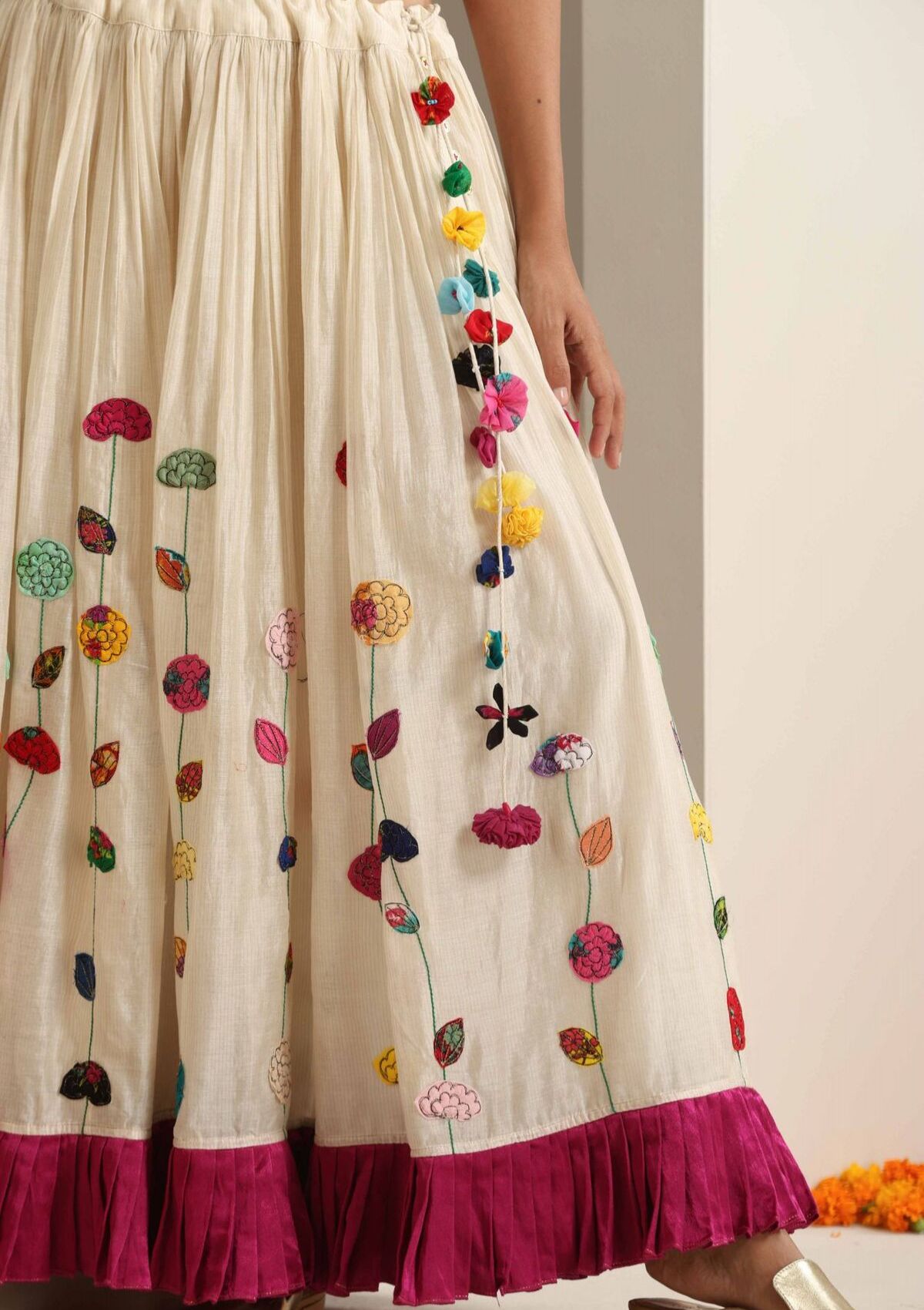 Deoria Ivory Ghagra, Blouse & Dupatta set