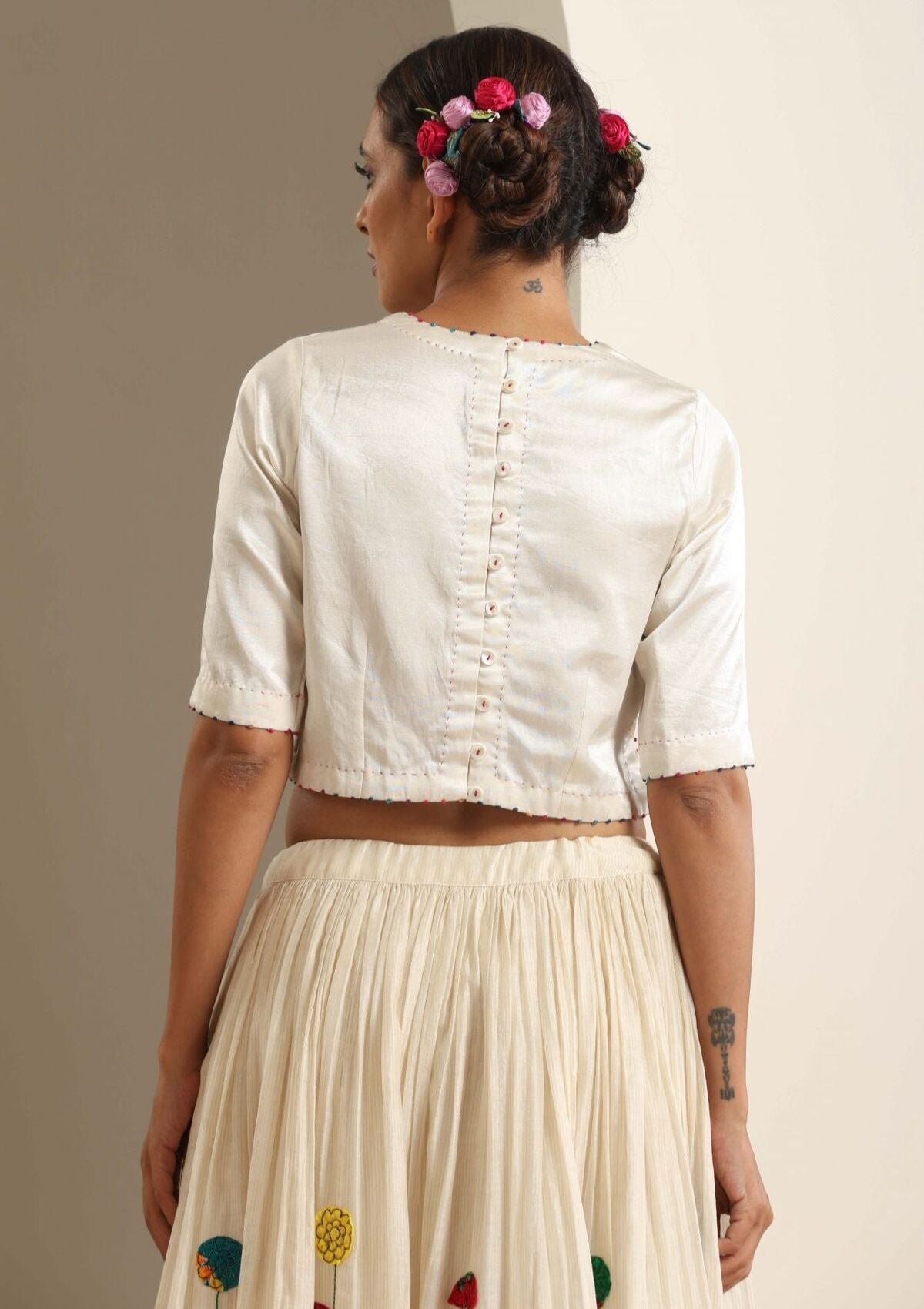 Deoria Ivory Ghagra, Blouse & Dupatta set