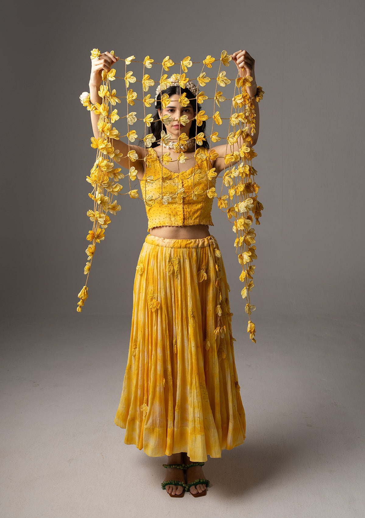 Basanti Skirt, Blouse & Dupatta Set