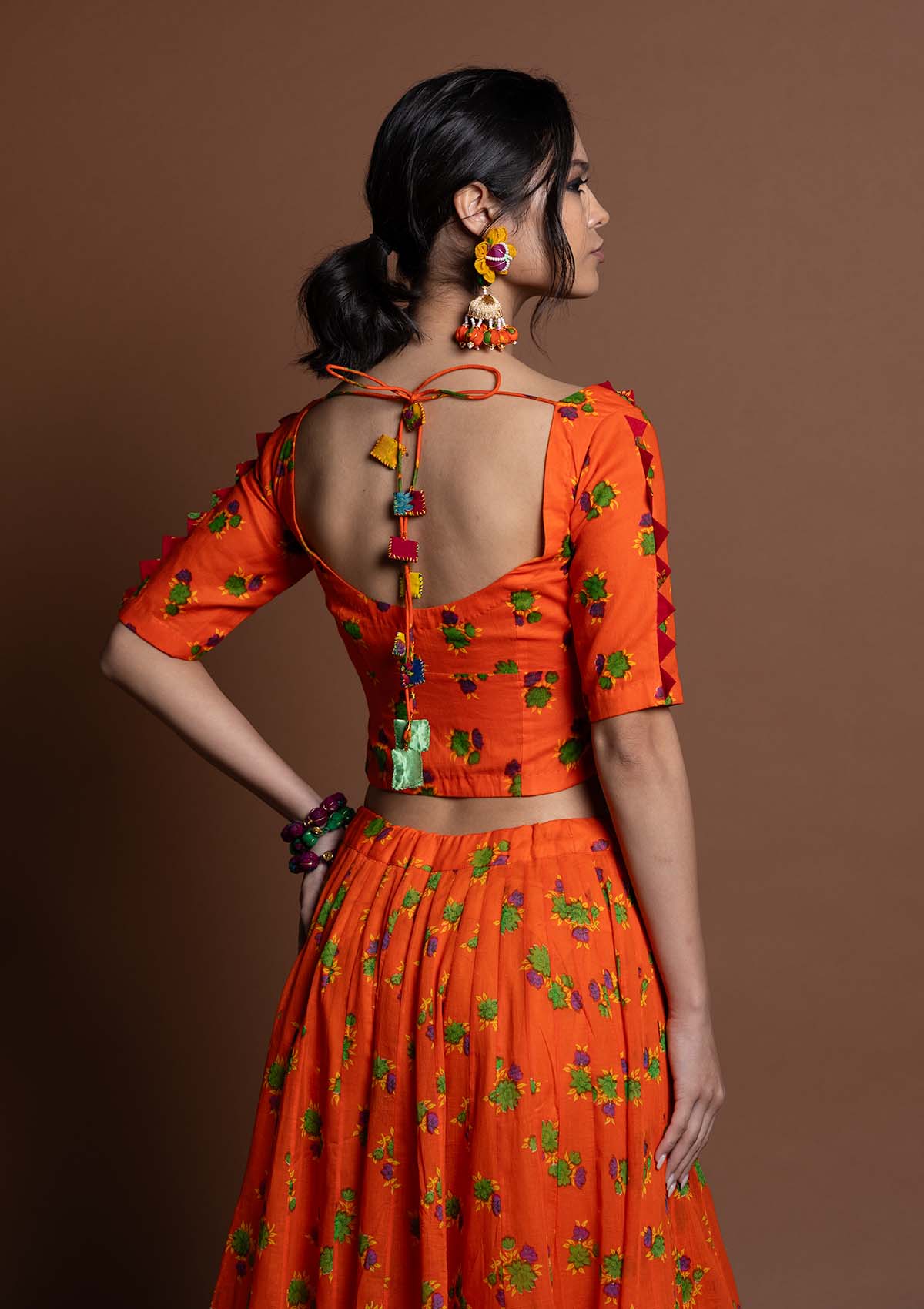 Sajjo Floral Chintz Ghagra, Choli & Dupatta Set
