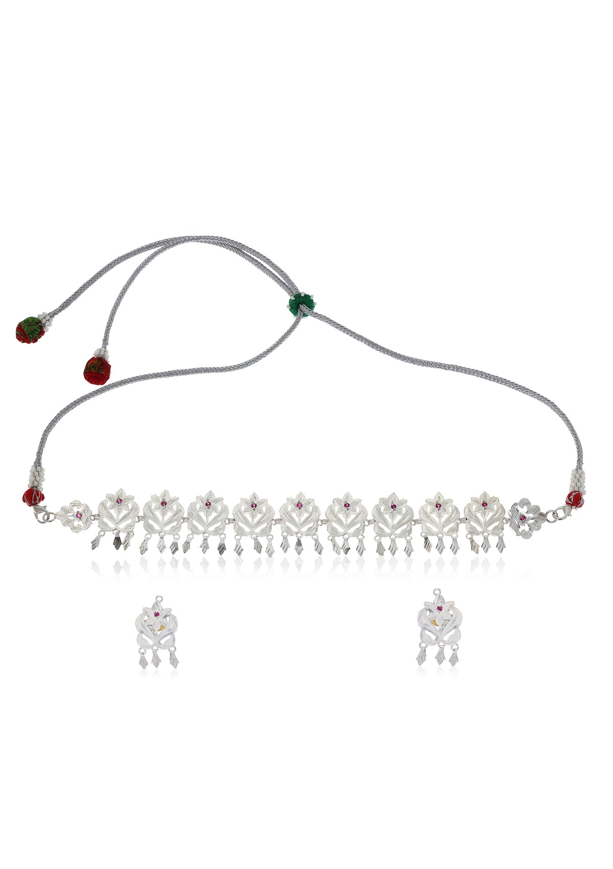 Padma Handmade Silver Necklace And Earrings Set