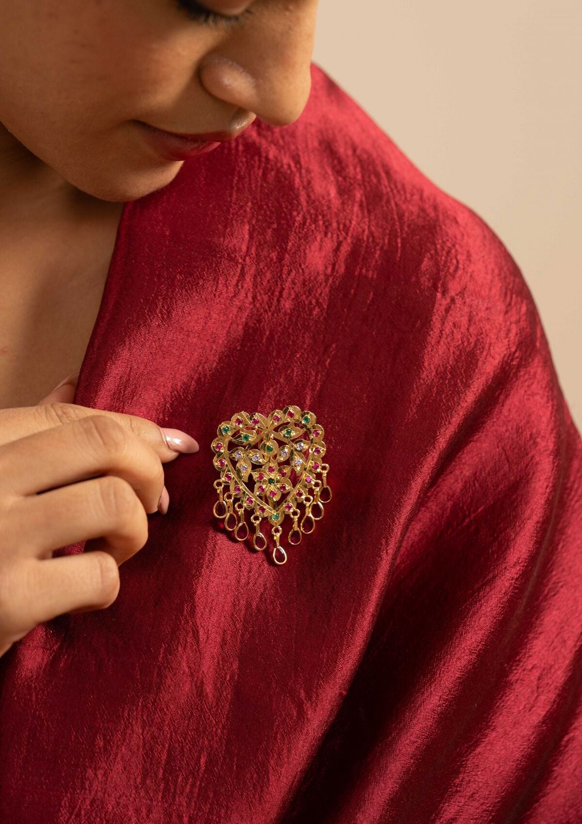 Dilsa Gold Tone Silver Brooch