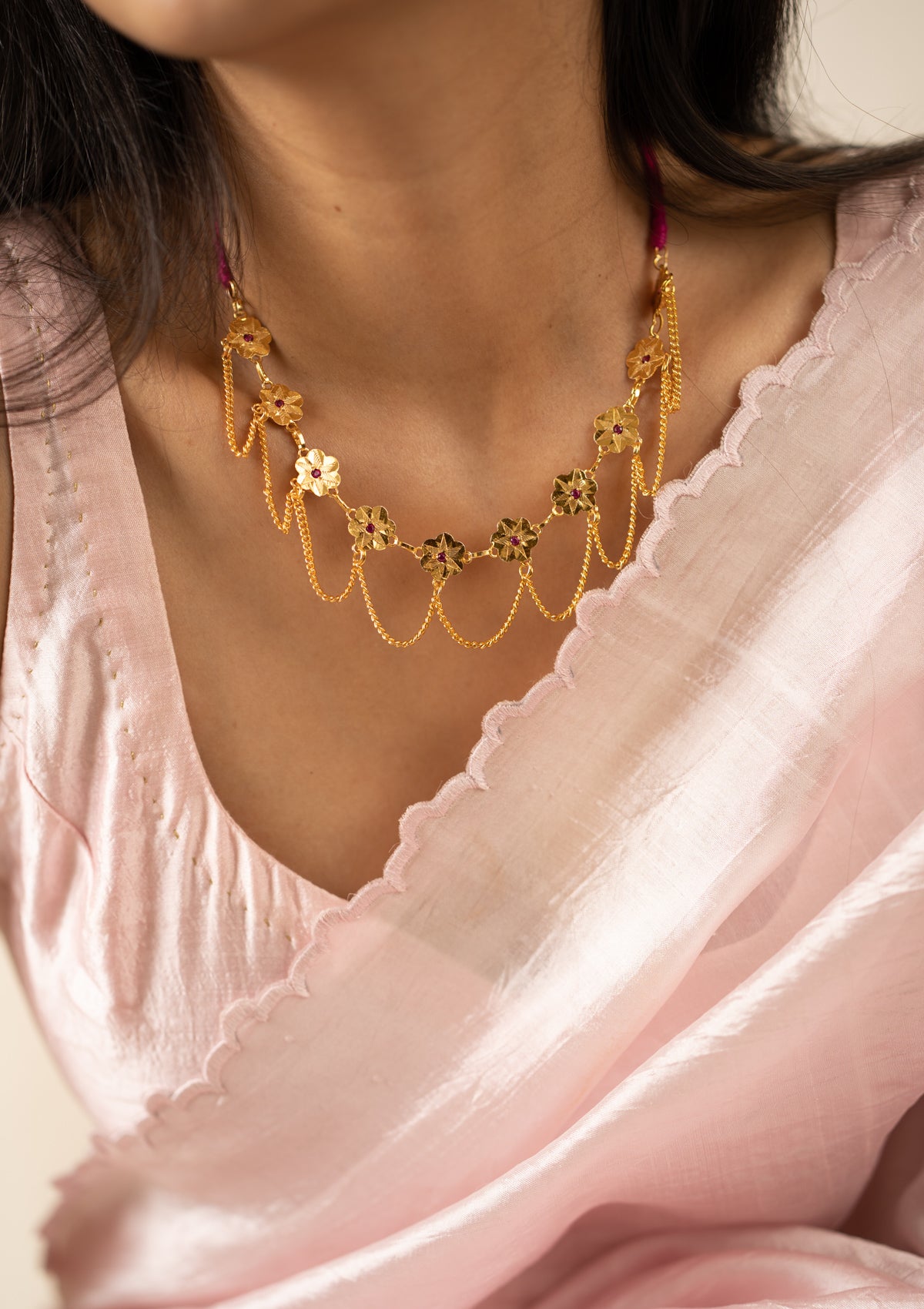 Fatima Gold Tone Silver Necklace