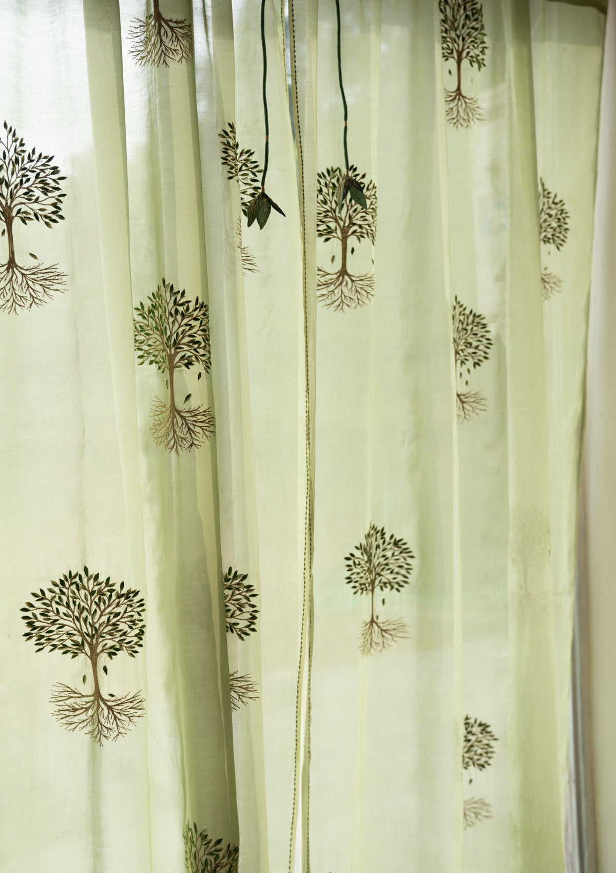 Fengari Green Sheer Chanderi Curtain