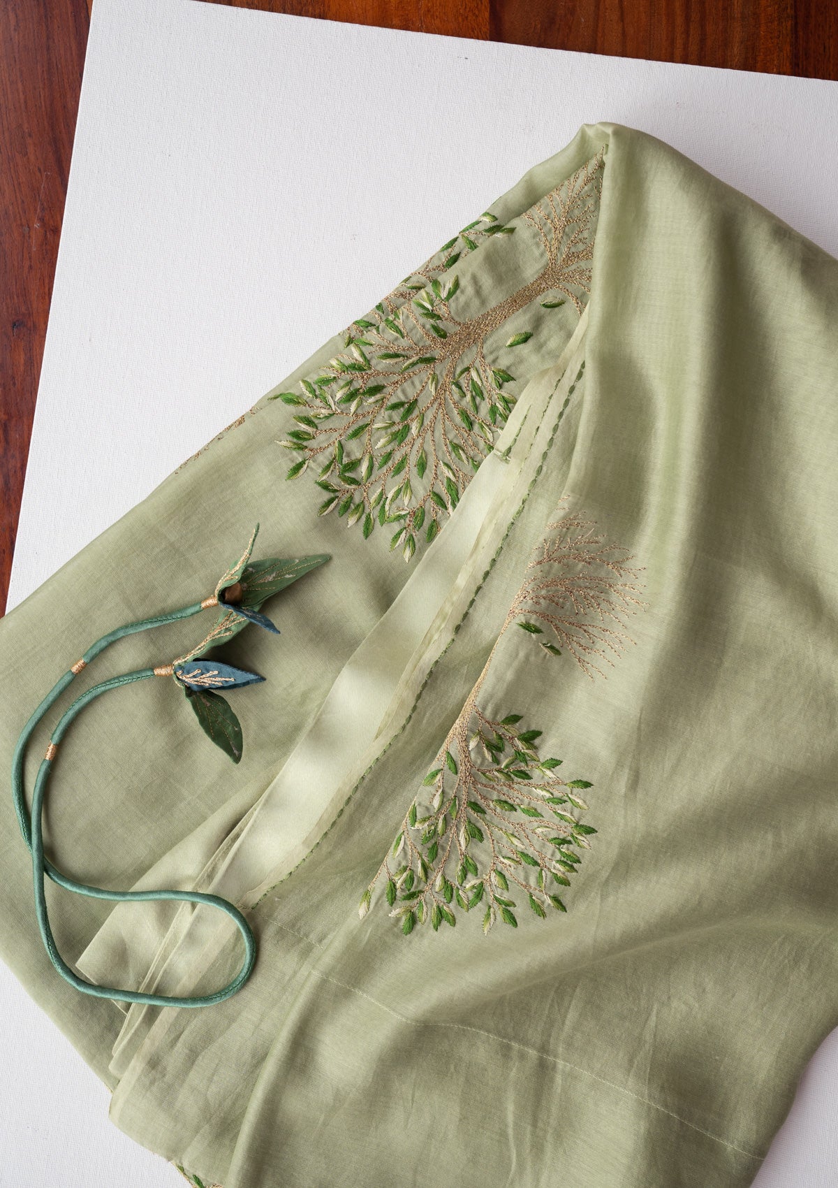 Fengari Green Sheer Chanderi Curtain