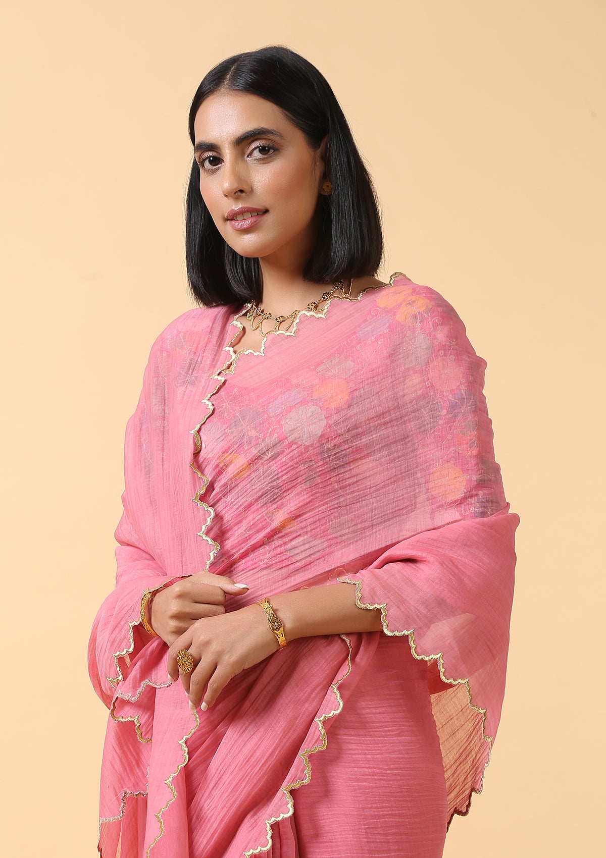 Gajri Pink Chanderi Saree