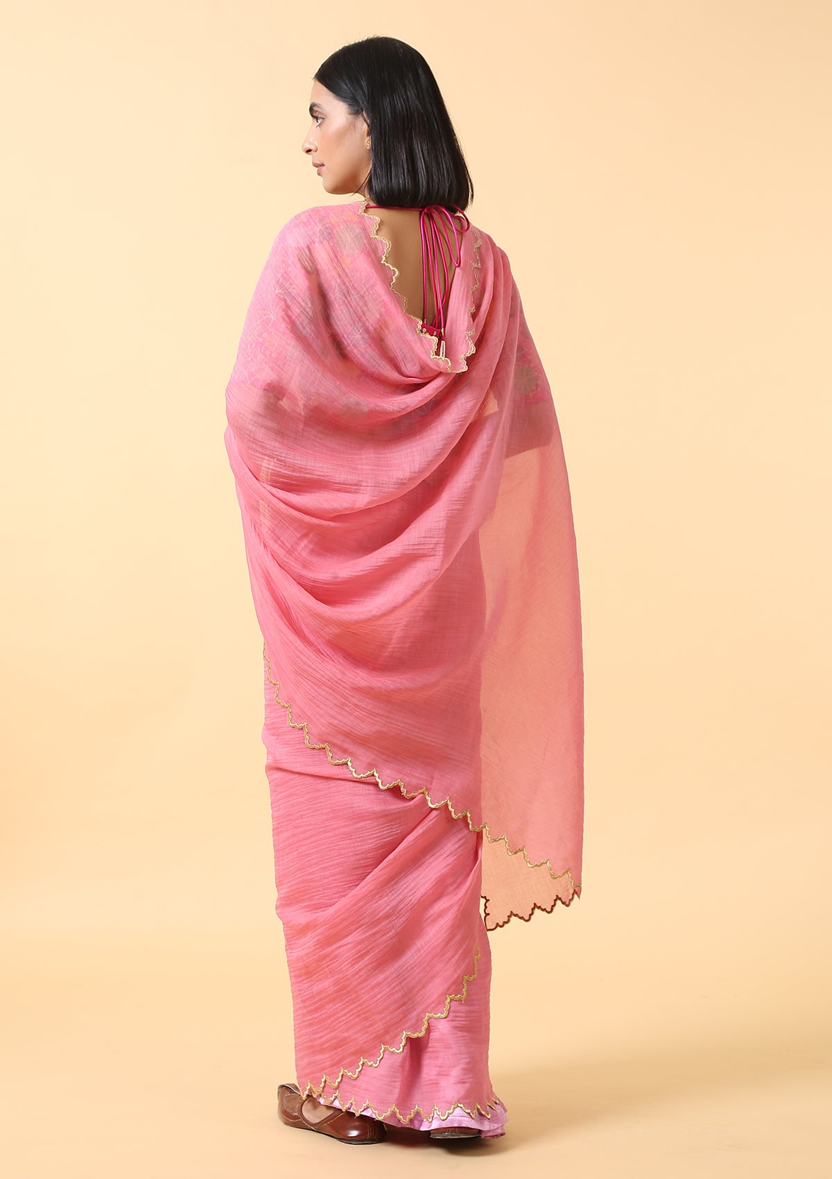 Gajri Pink Chanderi Saree