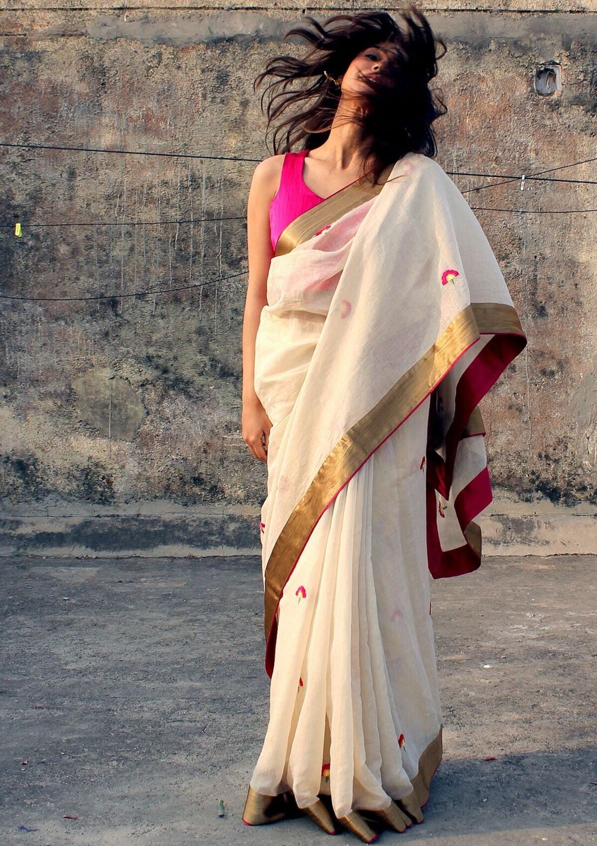 Gandak Gold Tissue Chanderi Saree
