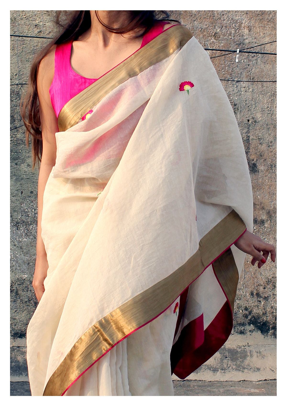 Gandak Gold Tissue Chanderi Saree