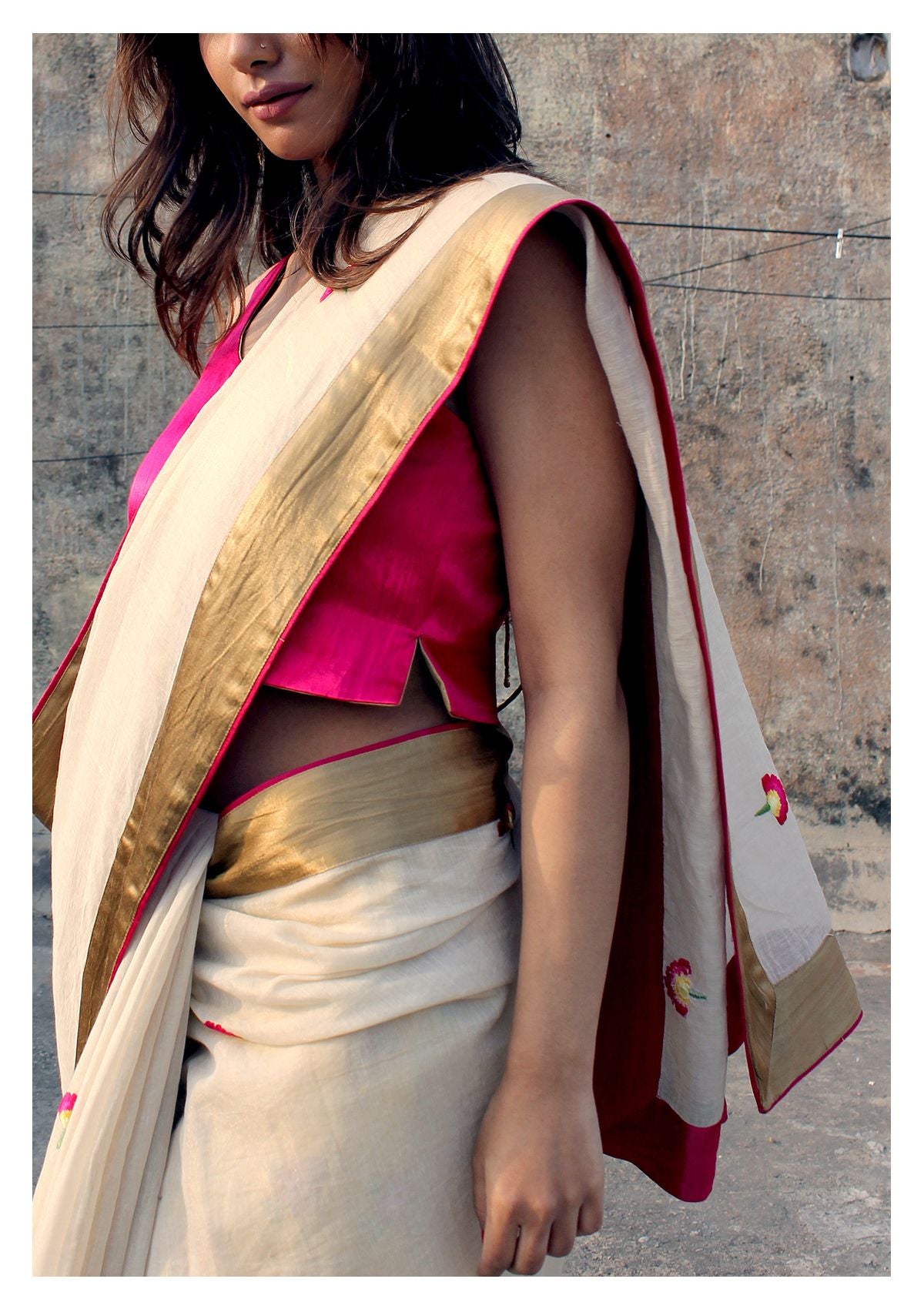 Gandak Gold Tissue Chanderi Saree