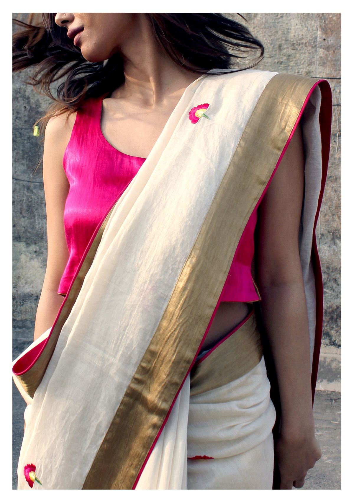 Gandak Gold Tissue Chanderi Saree
