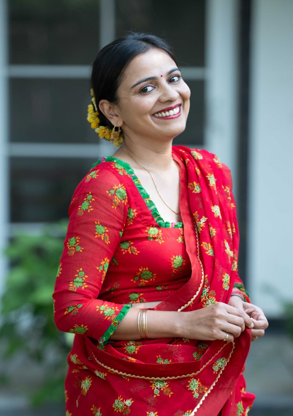 Gangu Red Chintz Blouse
