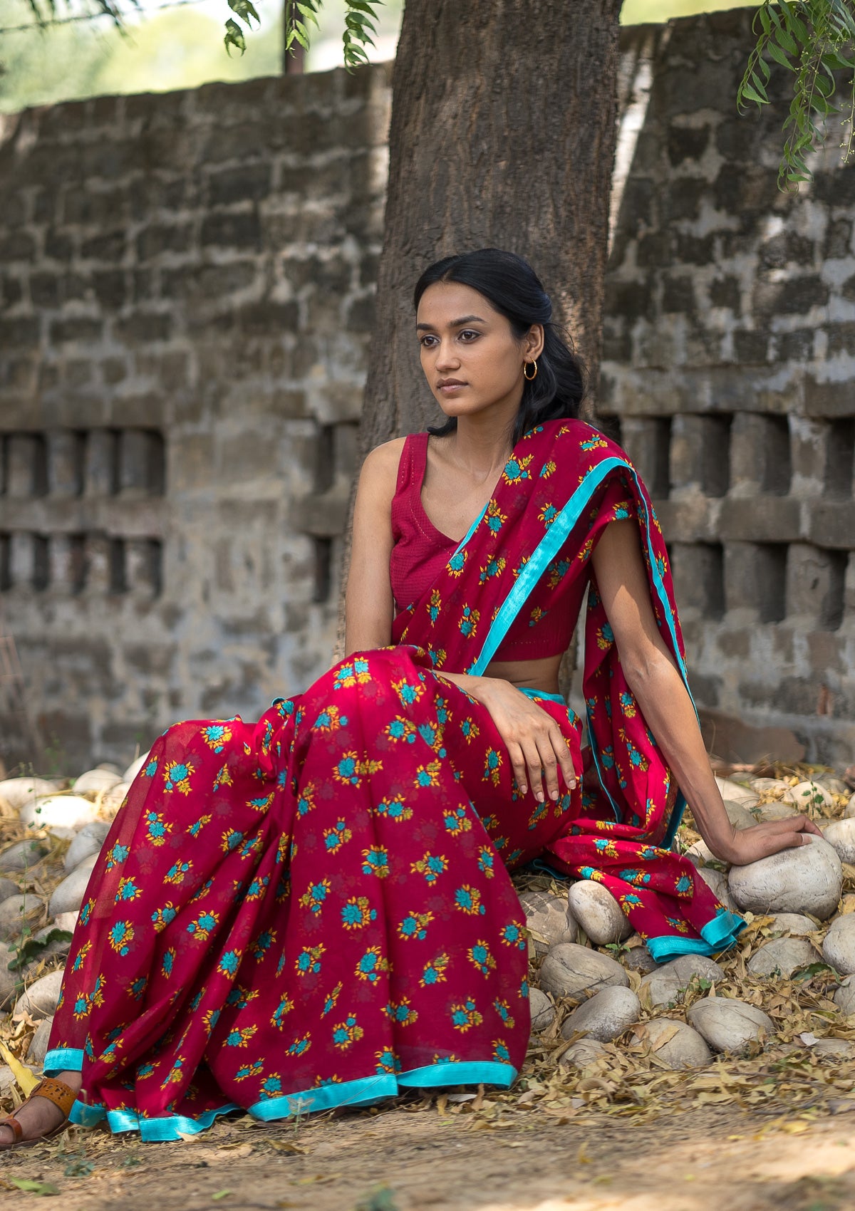 Glee Pink Cotton Saree
