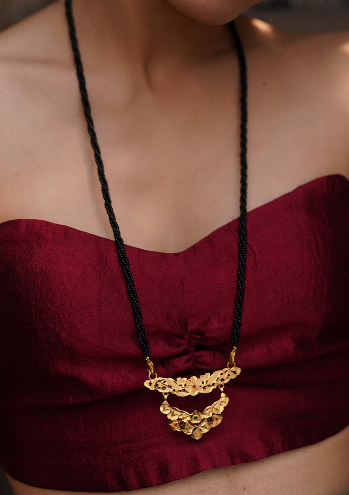 Godavari Handmade Goldtone Silver Mangalsutra