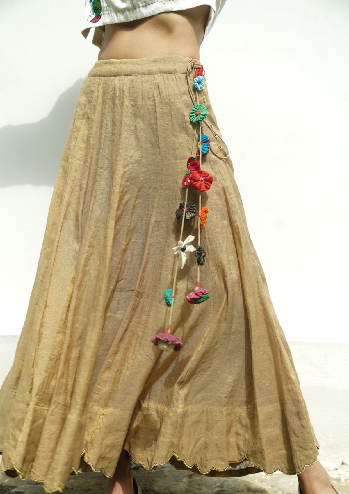 Gold Leaf Chanderi Tissue Ghagra